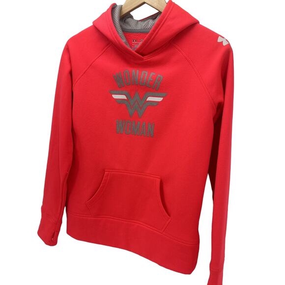 Under armour Hoodie Girls XL Wonder Woman DC Collab Pink Pullover Storm Jacket - Picture 3 of 11